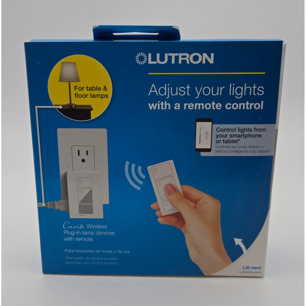 Lutron Caseta Wireless Plug-In Lamp Dimmer Pico Remote P-PKG1P-WH White